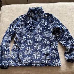 Lands' End Blue and White Fleece Pullover